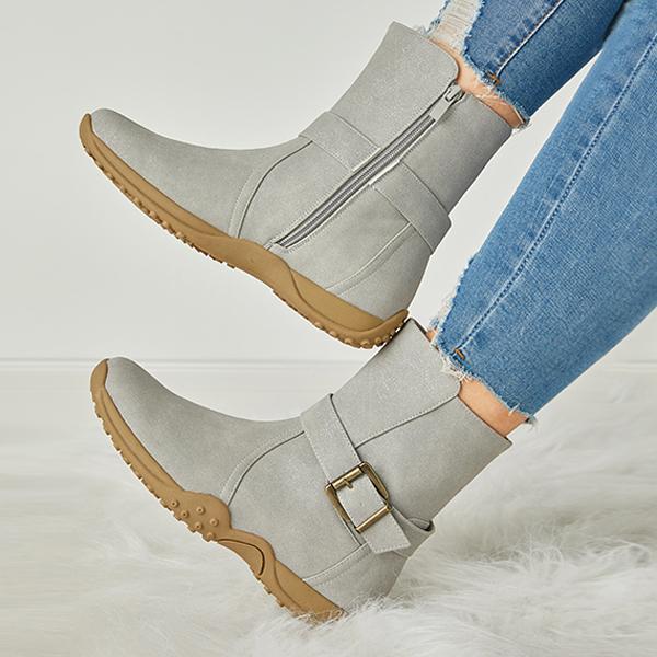Prettyava Women's Winter Warm Zipper Flat Snow Boots