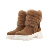 Prettyava Woman Warm Plush Ladies Chunky Heel Snow Boots