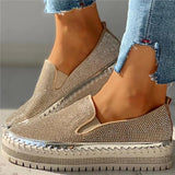 Prettyava Women Casual Fashion Rhinestone Slip-on Loafers/ Sneakers