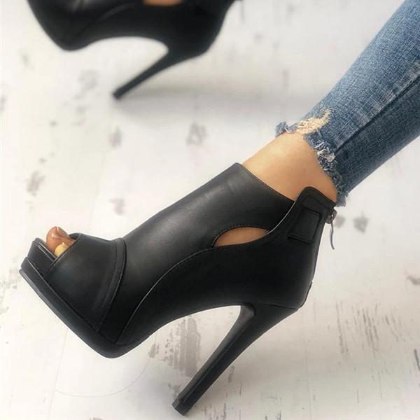 Prettyava Fashion Peep Toe Cutout Thin Heels Sandals