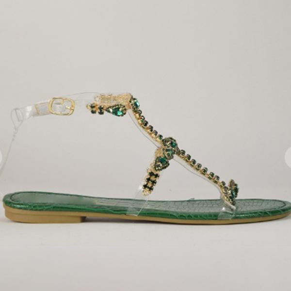 Prettyava Jewelry Inlaid Fashion Transparent Sandals