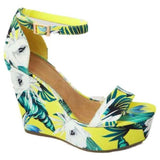 Prettyava Printed Tropical Style Platform Sandals