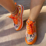 Prettyava Personalized Graffiti Stitching Orange Sneakers