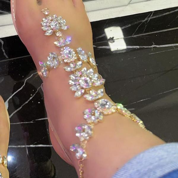 Prettyava Stylish Crystal Strap Lace-Up Sandals