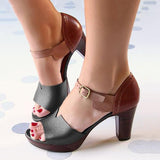 Prettyava Chunky Heel Ankle Strap Elegant Shoes Working Daily Shoes