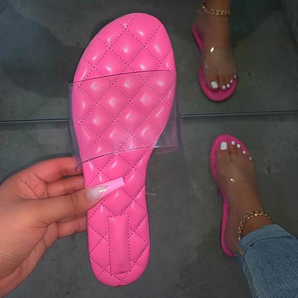 Prettyava Summer Clear Strap Slip on Flat Sandals