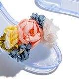 Prettyava Multi-Color Floral Clear Jelly Sandals