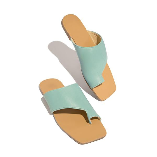 Prettyava Mint Strap Detailing Slip On Sandals