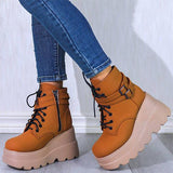 Shoeschics Women Fashion Lace Up Ankle Boots
