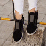 Shoeschics Women Fashion Strap High Top Zipper Faux Leather Flats