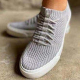 Shoeschics Women Soft Comfy Breathable Solid Color Knit Elastic Band Sneakers