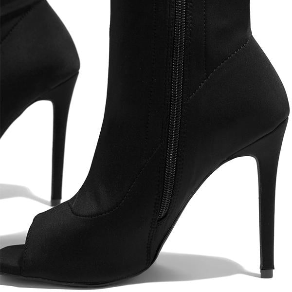 Prettyava Fashion Stiletto Faux Leather Zipper High Heels
