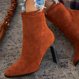 Prettyava Elegant And Fashionable Thick High-Heel Zipper Ankle Boots