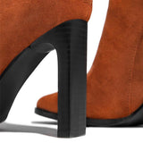 Prettyava Elegant And Fashionable Thick High-Heel Zipper Ankle Boots