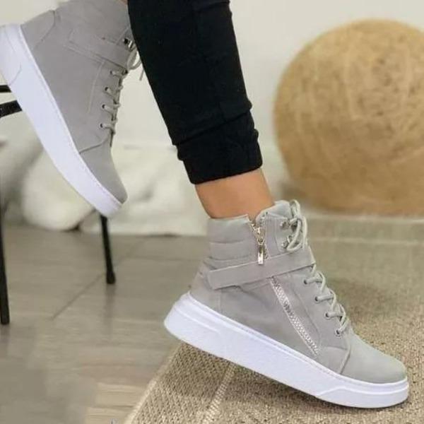 Prettyava Women's Fashionable And Comfortable Velcro High-Top Sneakers