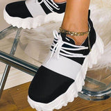 Prettyava Casual Stitching Elastic Lace-up Sneakers