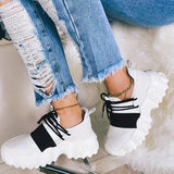 Prettyava Casual Stitching Elastic Lace-up Sneakers