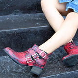 Prettyava Women Spotted Lace-up Low-heel Boots