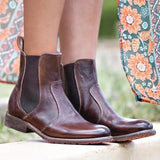 Prettyava Women Vintage Ankle Slip-on Short Boots