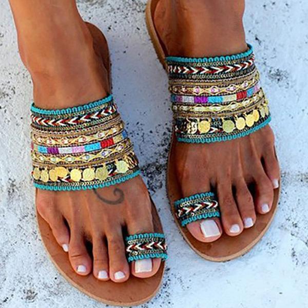 Prettyava Ethnic Boho Style Toe Ring Sandals