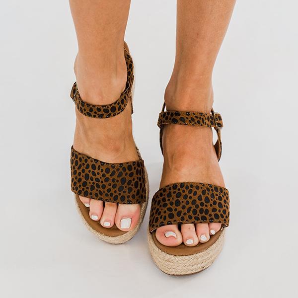 Prettyava Ladies Fashion Vintage Leopard Print Sandals