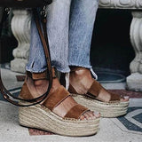 Prettyava Fashion Simple Woven Wedge Sandals