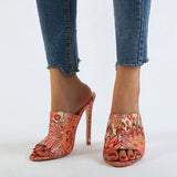 Prettyava Trendy Slip-On Thread Flip Flop Color Block Heels