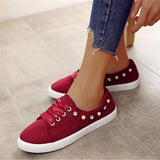 Prettyava Women Canvas Lace-up Sneakers Round Toe Casual Shoes