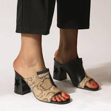 Prettyava Snakeskin fishtail high-heeled slippers
