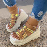 Prettyava Color Summer Wedge Heel Pvc Sandals