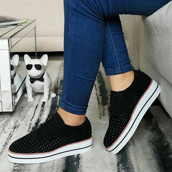Prettyava Hollow-Out Wedge Heel Lace Up Summer Sneakers