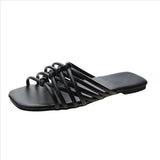 Prettyava Multi Strap Crisscross Knotted Flat Slider Sandals