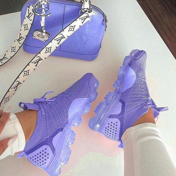 Prettyava Women Round Toe Pu All Season Purple Sneakers