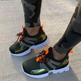 Prettyava Women Casual Flyknit Fabric Hit Color Platform Sneakers