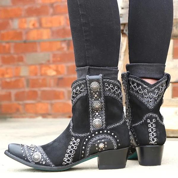 Prettyava Outdoor Artificial Leather Embroidery Boots