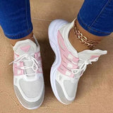 Prettyava Low-Cut Upper Lace-Up Round Toe Thread Color Block Sneakers
