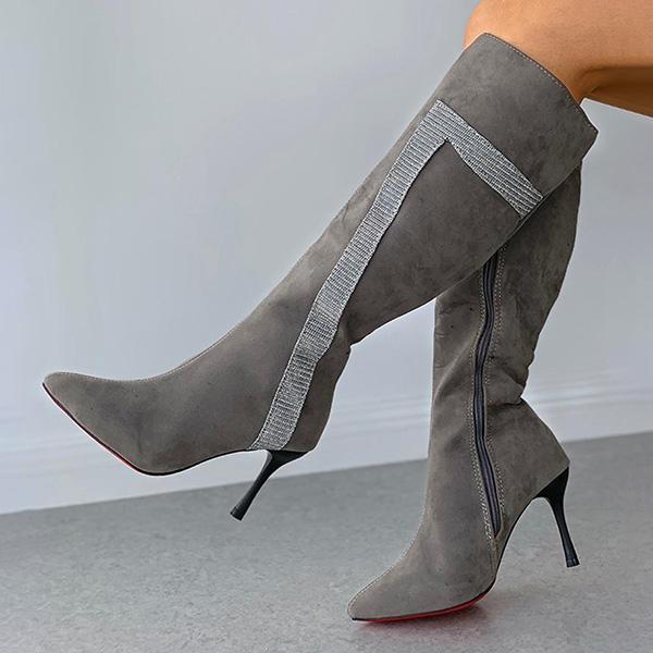 Prettyava Pointed Toe Zipper Design Stiletto Heeled Boots