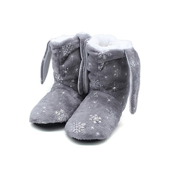 Prettyava Christmas Snowflake Print Ear Design Indoor Boots