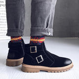 Prettyava Boots Ankle Fashion Men'S Leather Warm Boots