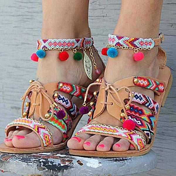 Prettyava Womenummer Colorful Fashion Flat Sandals