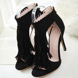 Prettyava Fashion Open Toe Tassels Ankle Women Sandals