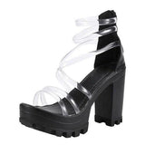 Prettyava Women Summer Fashion Transparent Strap High Heel Sandals