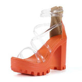Prettyava Women Summer Fashion Transparent Strap High Heel Sandals
