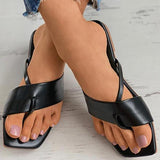 Prettyava Women Summer Soft Leather Simple Slippers
