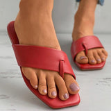 Prettyava Women Summer Soft Leather Simple Slippers