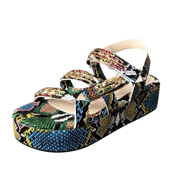 Prettyava Women Summer Colored Snakeskin Pattern Platform Sandals
