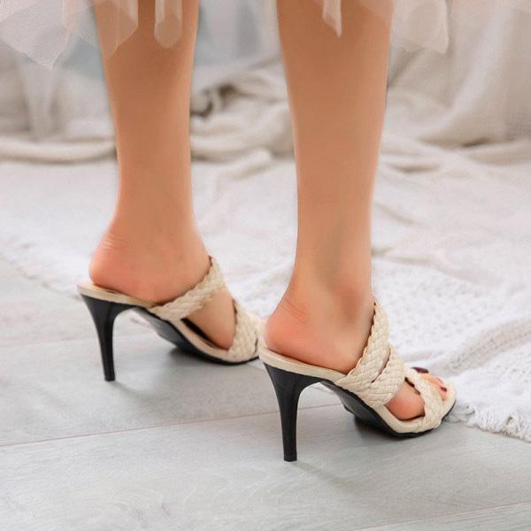 Prettyava Women Summer Fashion Simple High-Heeled Sandals