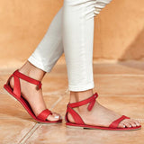 Prettyava Women Summer Red Comfortable Flat Sandals
