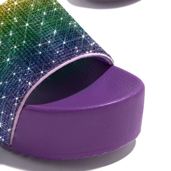 Prettyava Women Summer Colorful Small Diamond Soft-Soled Slippers