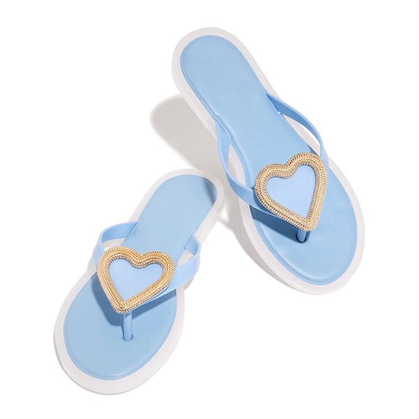 Prettyava Women Summer Candy Color Heart-Shaped Outer Slippers